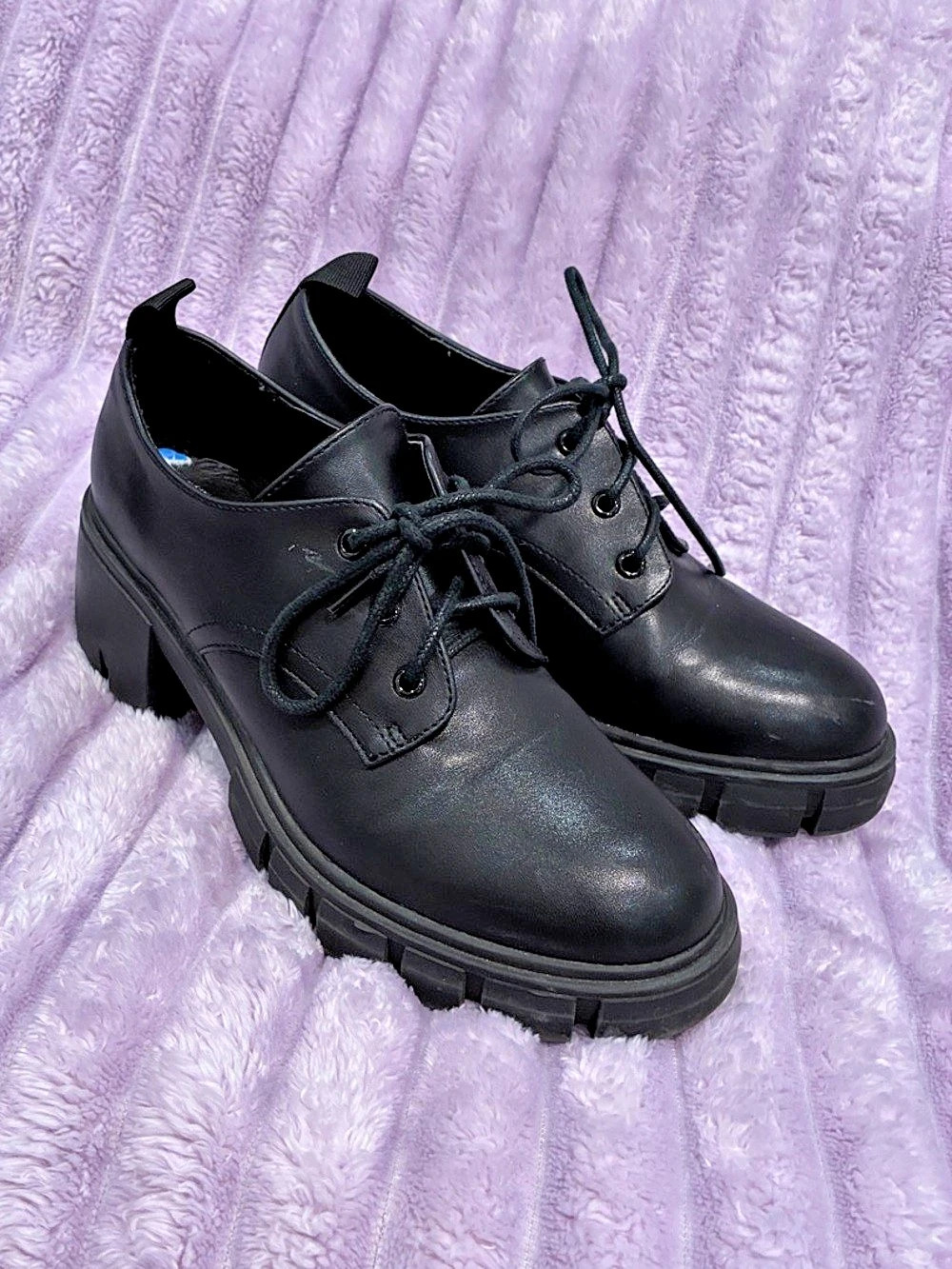 Madden Girl Black Lace-Up Platform Oxfords
